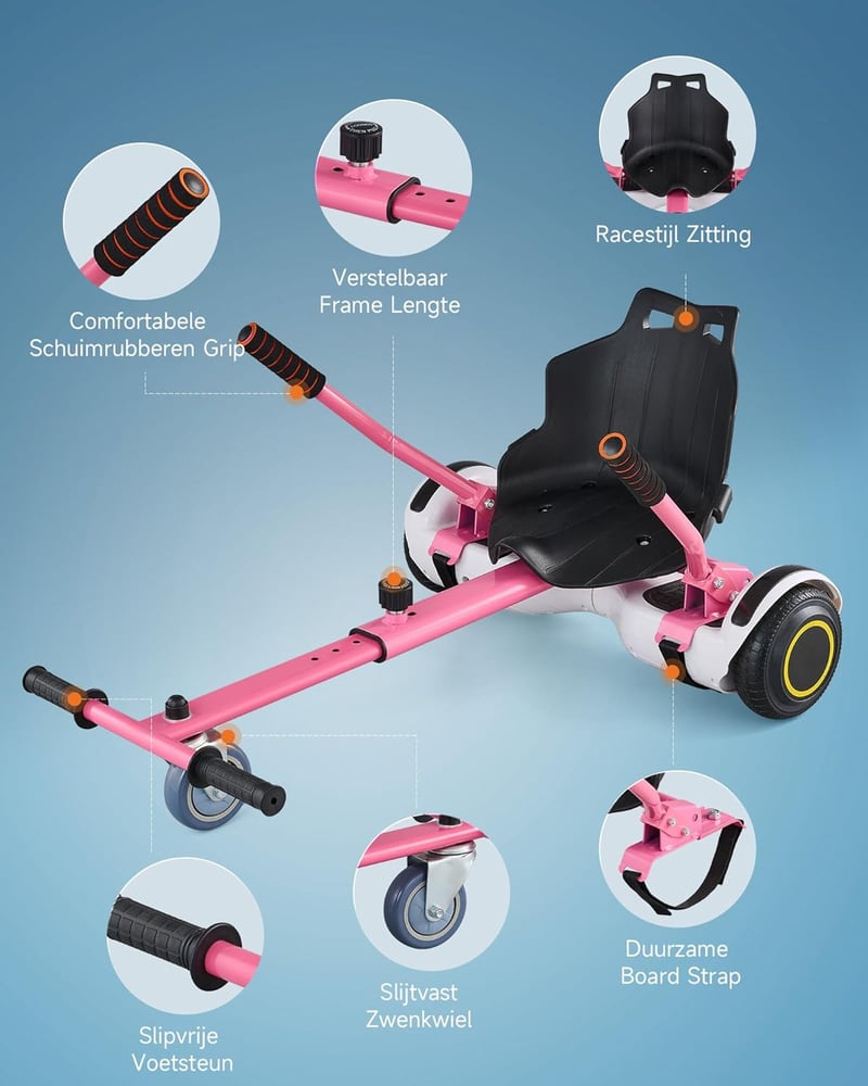 CO-Z Hoverboard Go Kart Rózsaszín Állítható Ülés 6.5" 8" 10" Hoverboardhoz