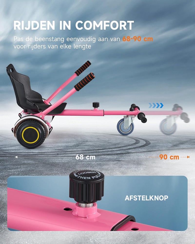 CO-Z Hoverboard Go Kart Rózsaszín Állítható Ülés 6.5" 8" 10" Hoverboardhoz