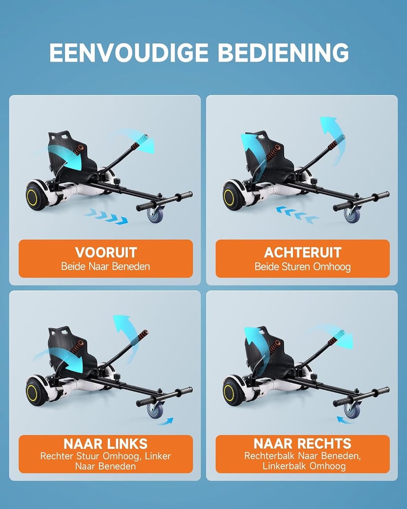 CO-Z Hoverboard Hoverkart Go-Kart ülés szék 6,5 8,5 10 colos önkiegyensúlyozó rollerhez, fekete