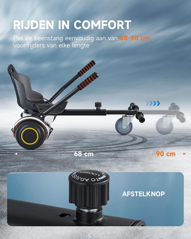 CO-Z Hoverboard Hoverkart Go-Kart ülés szék 6,5 8,5 10 colos önkiegyensúlyozó rollerhez, fekete