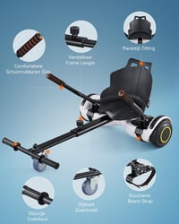 CO-Z Hoverboard Hoverkart Go-Kart ülés szék 6,5 8,5 10 colos önkiegyensúlyozó rollerhez, fekete 6
