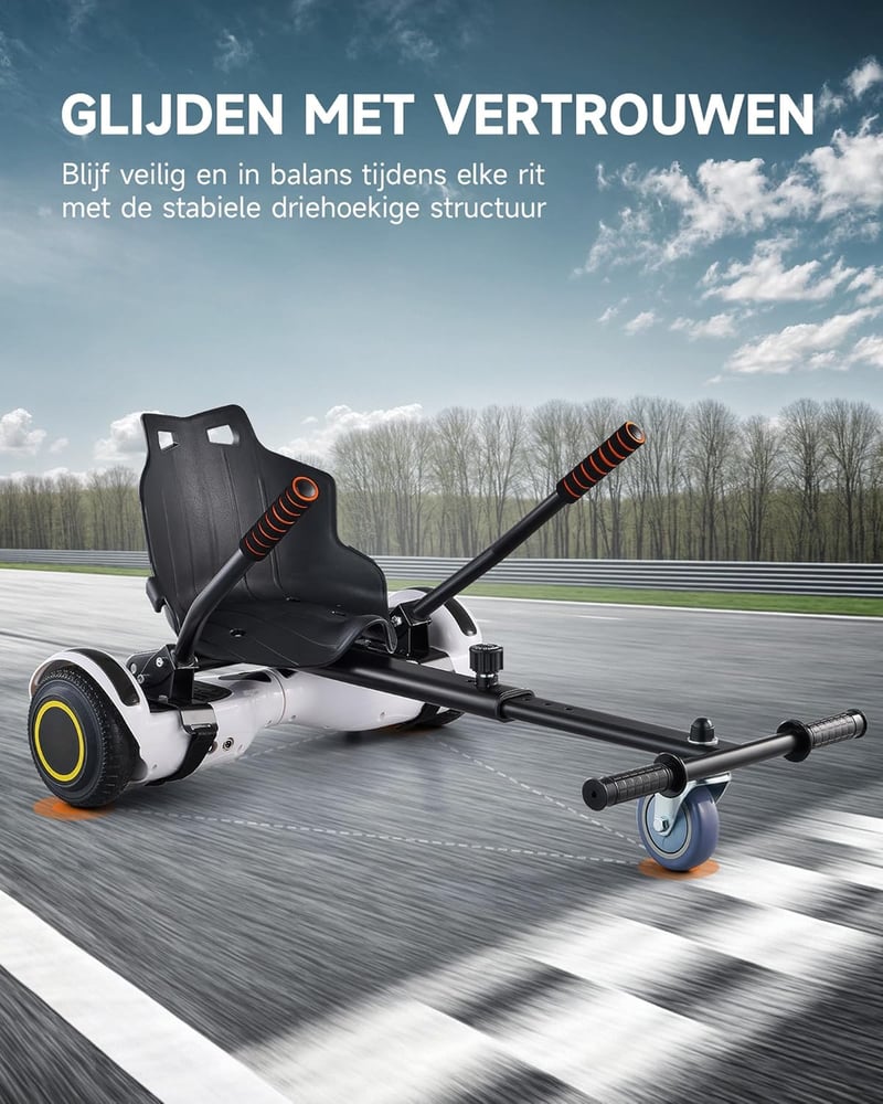 CO-Z Hoverboard Hoverkart Go-Kart ülés szék 6,5 8,5 10 colos önkiegyensúlyozó rollerhez, fekete