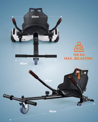 CO-Z Hoverboard Hoverkart Go-Kart ülés szék 6,5 8,5 10 colos önkiegyensúlyozó rollerhez, fekete 8