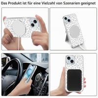 Husă Coalbooliy pentru iPhone 15 6,1", transparentă cu model de leopard, compatibilă cu MagSafe, cu șnur și lanț pentru gât, protecție cameră 06 4