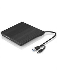 Unitate DVD/CD externă coalwop cu conector USB 3.0 și USB-C, cititor-scriitor DVD+/-RW portabil, compatibil cu Windows 11/10/8/7/XP/Vista/Linux/Mac OS, Plug and Play 1