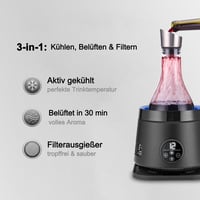 Elektrický chladič vína a dekantér s prevzdušňovačom Cobalance, 1,5 l sklenená karafa a chladič fliaš, 24-hodinová regulácia teploty pre červené a biele víno 4