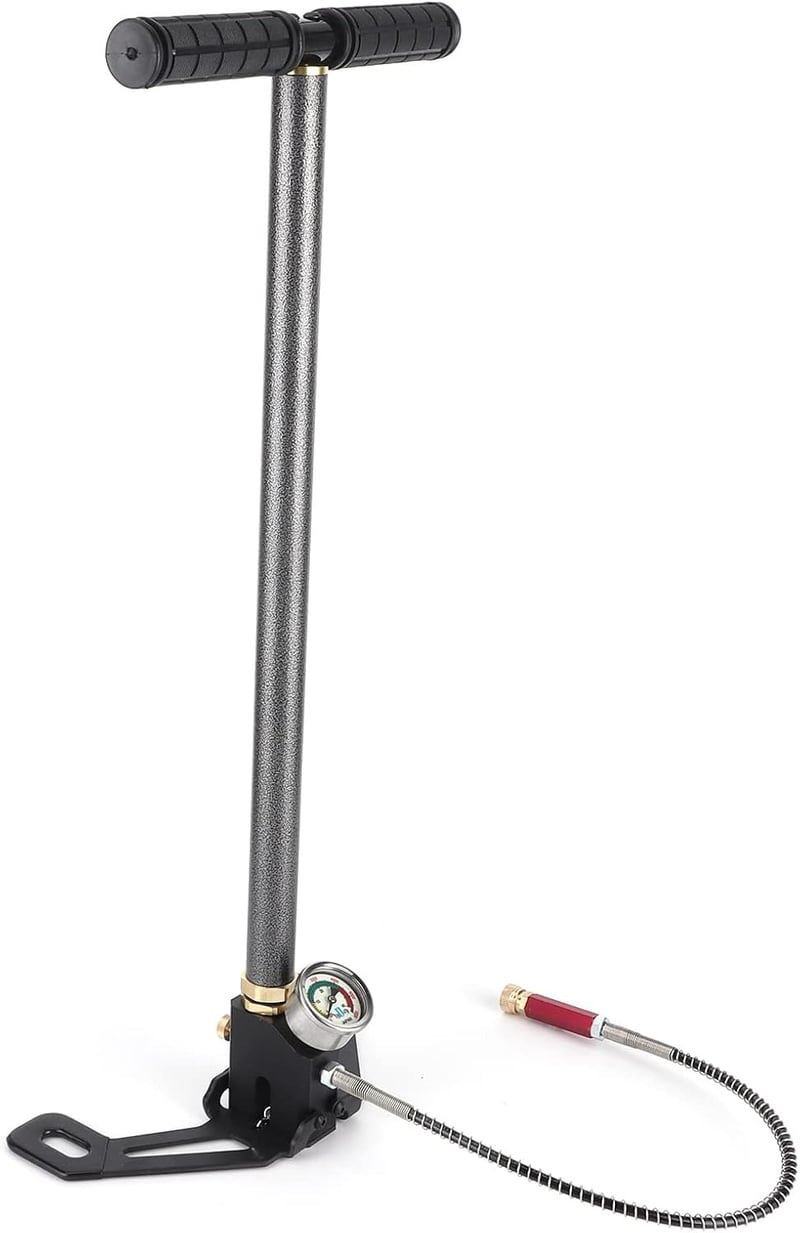 Cocoarm 3 Fokozatú Nagynyomású Kézi Pumpa 6000PSI - PCP Légpuskához, Csónakhoz, Autógumikhoz - Olajmentes Verzió Rozsdamentes Acélból