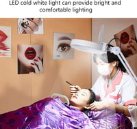 Cocoarm LED Nagyítós Lámpa Állvánnyal 5x Nagyítás Kozmetikai Munkalámpa Állítható Magasság Fehér Kerekekkel 4