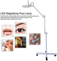 Cocoarm LED Nagyítós Lámpa Állvánnyal 5x Nagyítás Kozmetikai Munkalámpa Állítható Magasság Fehér Kerekekkel 9