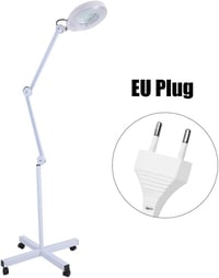 Cocoarm LED Nagyítós Lámpa Állvánnyal 5x Nagyítás Kozmetikai Munkalámpa Állítható Magasság Fehér Kerekekkel 8