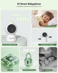 COCOCAM 2K 4MP Babamonitor 5" Kijelzővel, Wi-Fi, Éjszakai Látás és Mozgáskövetés 2