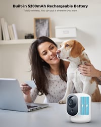 COCOCAM 2K WiFi Biztonsági Kamera Akkumulátorral, Mozgásérzékelés, Baba és Háziállat Megfigyelő 2