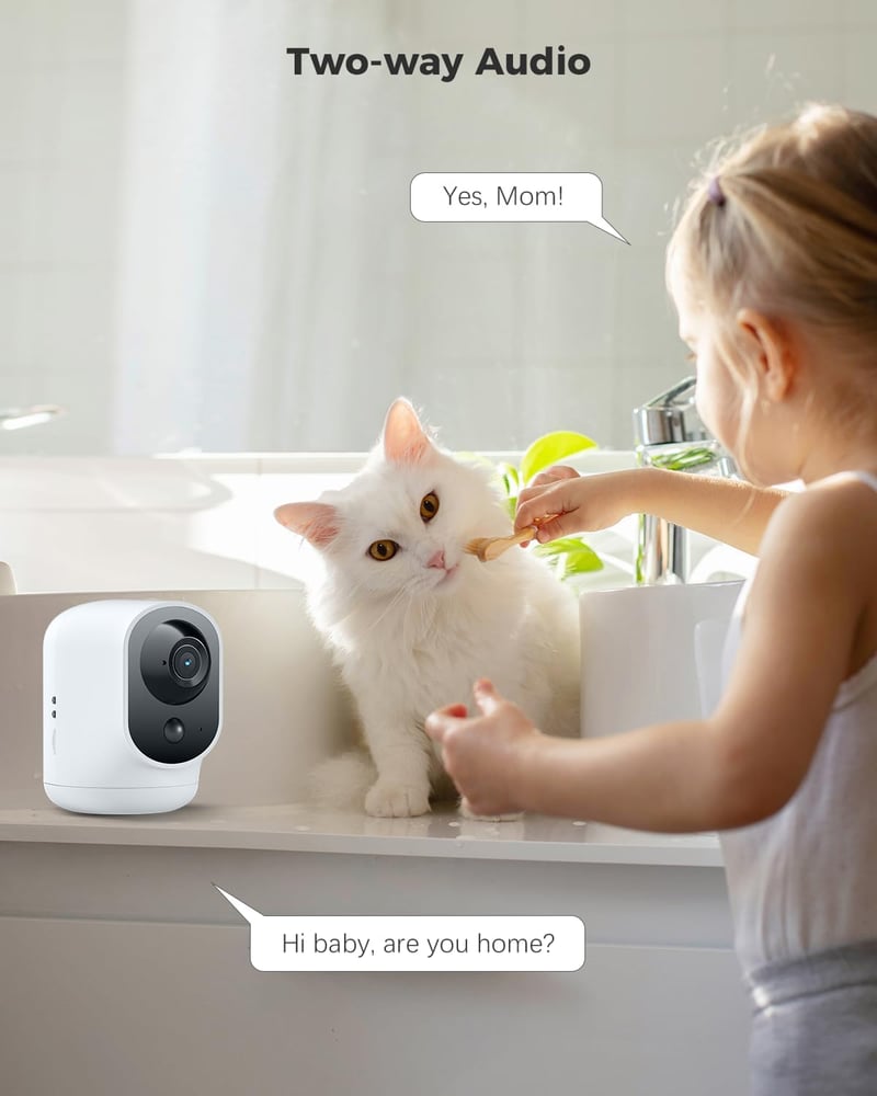 COCOCAM 2K WiFi Biztonsági Kamera Akkumulátorral, Mozgásérzékelés, Baba és Háziállat Megfigyelő