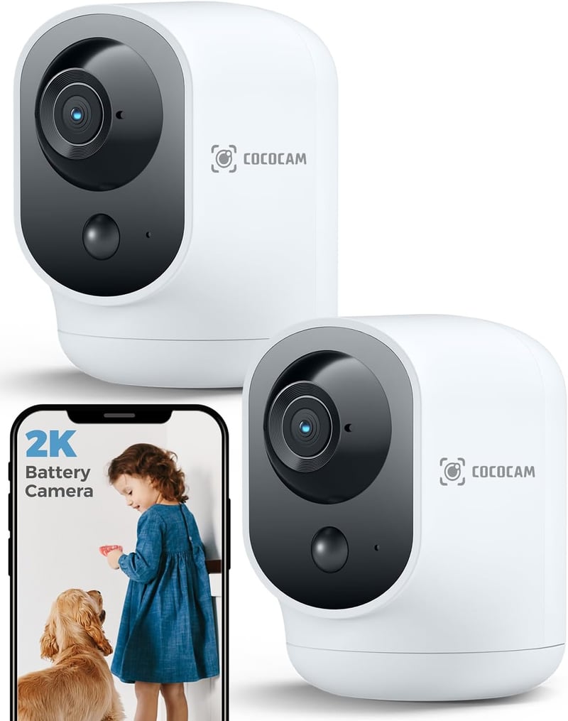 COCOCAM 2K WiFi Biztonsági Kamera Akkumulátorral, Mozgásérzékelés, Baba és Háziállat Megfigyelő