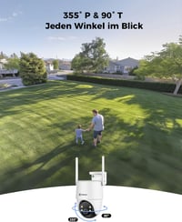 COCOCAM 2K PTZ kültéri biztonsági kamera, 10000 mAh akkumulátor, 8W napelem, 30 m éjjellátó 4