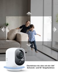 Bezdrôtová vnútorná WiFi bezpečnostná kamera COCOCAM 2K s 5200mAh batériou, funkciou otáčania/naklápania, AI rozpoznávaním, PIR senzorom, 2.4G, biela 3