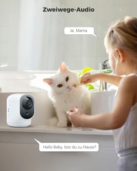 Bezdrôtová vnútorná WiFi bezpečnostná kamera COCOCAM 2K s 5200mAh batériou, funkciou otáčania/naklápania, AI rozpoznávaním, PIR senzorom, 2.4G, biela 4