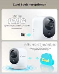 Bezdrôtová vnútorná WiFi bezpečnostná kamera COCOCAM 2K s 5200mAh batériou, funkciou otáčania/naklápania, AI rozpoznávaním, PIR senzorom, 2.4G, biela 8