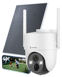 COCOCAM 4K 8MP Vonkajšia bezpečnostná kamera, 6W solárny panel, WiFi, farebné nočné videnie, PIR snímač pohybu, 355° rotácia, obojsmerný prenos zvuku, IP66 1