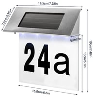 COEKI Nerezové domové číslo so solárnym osvetlením so 4 LED diódami, súmrakovým senzorom, IP65 vodeodolné, pre exteriér, s číslami 0-9 a písmenami a-h 6