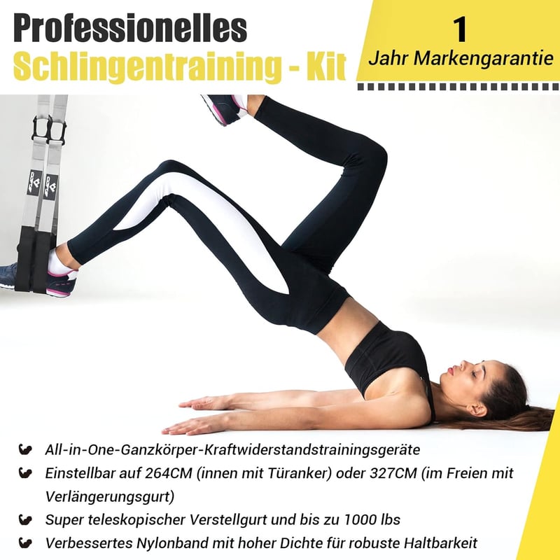 COFOF Függesztő Edzőkötél Teljes Test Edzéshez, Szürke Suspension Trainer Ajtó Rögzítővel és Hordtáskával Otthoni Konditeremhez