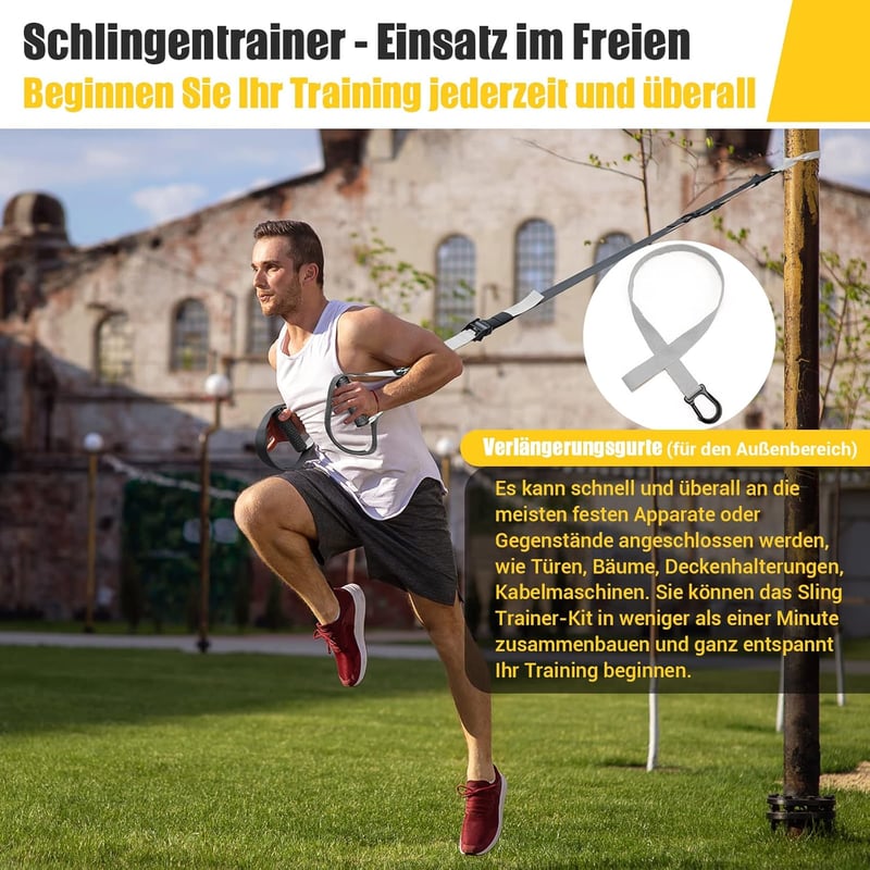 COFOF Függesztő Edzőkötél Teljes Test Edzéshez, Szürke Suspension Trainer Ajtó Rögzítővel és Hordtáskával Otthoni Konditeremhez