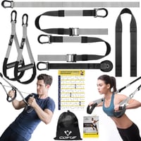 COFOF Függesztő Edzőkötél Teljes Test Edzéshez, Szürke Suspension Trainer Ajtó Rögzítővel és Hordtáskával Otthoni Konditeremhez 1