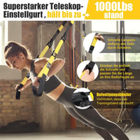 COFOF Sling Trainer Edzőheveder - Teljes Test Edzés Otthon, Ajtórögzítővel, Hordozható Edzőszett Edzéstervvel, 500kg Teherbírás, Sárga - Yellow 3
