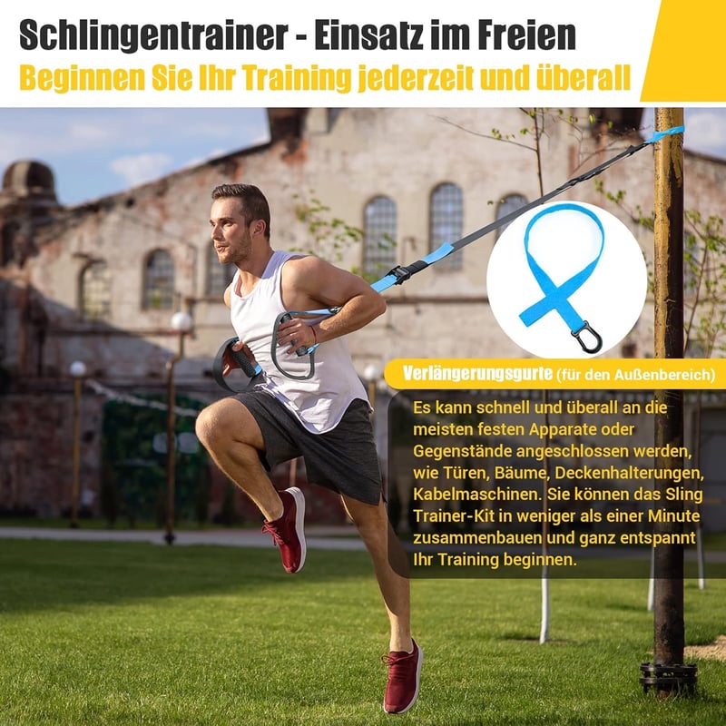 COFOF Sling Trainer teljes testedzéshez otthoni edzőgéphez karabinerrel és hordtáskával