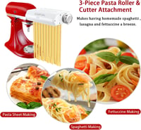 COFUN KitchenAid Pasta Készlet - Tésztahengerl, Spagetti és Fettuccine Vágó 3