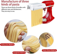 COFUN KitchenAid Pasta Készlet - Tésztahengerl, Spagetti és Fettuccine Vágó 4