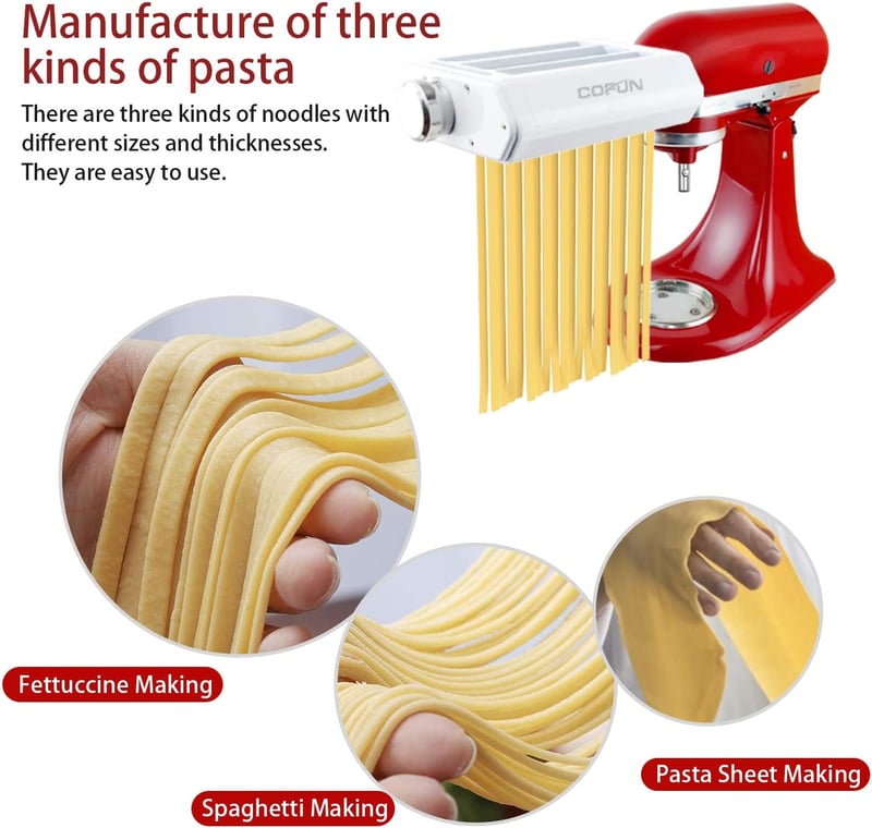 COFUN KitchenAid Pasta Készlet - Tésztahengerl, Spagetti és Fettuccine Vágó