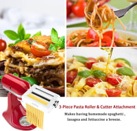 COFUN KitchenAid Pasta Készlet - Tésztahengerl, Spagetti és Fettuccine Vágó 5