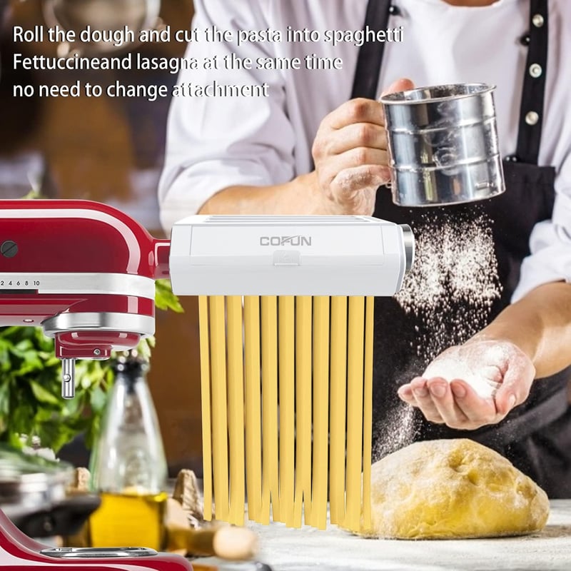 COFUN KitchenAid Pasta Készlet - Tésztahengerl, Spagetti és Fettuccine Vágó