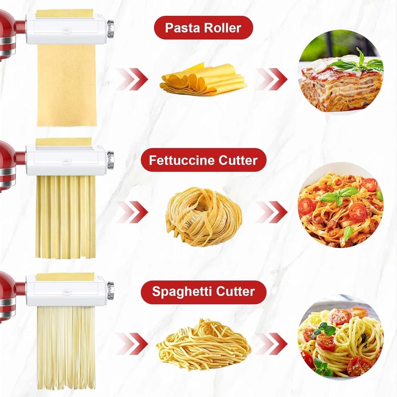 COFUN KitchenAid Pasta Készlet - Tésztahengerl, Spagetti és Fettuccine Vágó