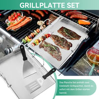 COGRICHBF Univerzálna nerezová grilovacia platňa Plancha s 2 obracačkami, 40x30 cm, hrúbka 4 mm, príslušenstvo pre plynové a grily na drevené uhlie Weber, Enders, Burnhard 3