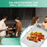 COGRICHBF Univerzálna nerezová grilovacia platňa Plancha s 2 obracačkami, 40x30 cm, hrúbka 4 mm, príslušenstvo pre plynové a grily na drevené uhlie Weber, Enders, Burnhard 6