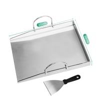 COGRICHBF Univerzálna nerezová grilovacia platňa Plancha s 2 obracačkami, 40x30 cm, hrúbka 4 mm, príslušenstvo pre plynové a grily na drevené uhlie Weber, Enders, Burnhard 2