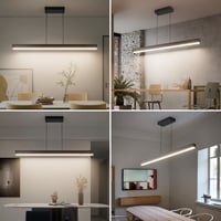 Coinmit LED Függőlámpa  100 cm -36W - Távirányítós Mennyezeti Lámpa 3000K-6000K Állítható Színhőmérséklettel,Modern Fekete Csillár Nappaliba, 5
