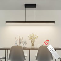Coinmit LED Függőlámpa  100 cm -36W - Távirányítós Mennyezeti Lámpa 3000K-6000K Állítható Színhőmérséklettel,Modern Fekete Csillár Nappaliba, 1
