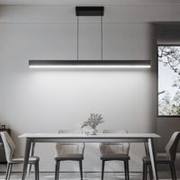 Coinmit LED Függőlámpa  100 cm -36W - Távirányítós Mennyezeti Lámpa 3000K-6000K Állítható Színhőmérséklettel,Modern Fekete Csillár Nappaliba, 4