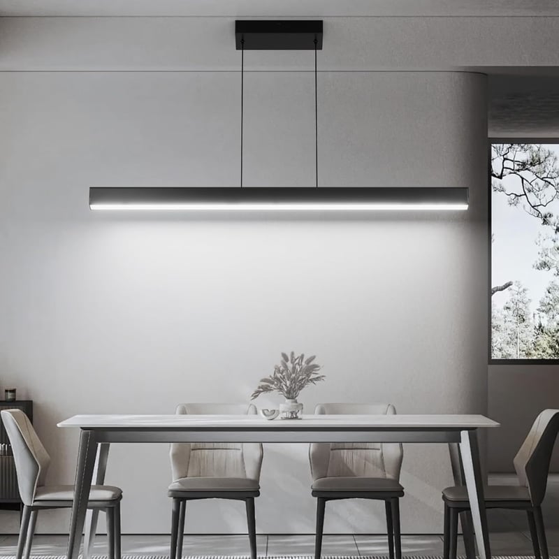 Coinmit LED Függőlámpa  100 cm -36W - Távirányítós Mennyezeti Lámpa 3000K-6000K Állítható Színhőmérséklettel,Modern Fekete Csillár Nappaliba,