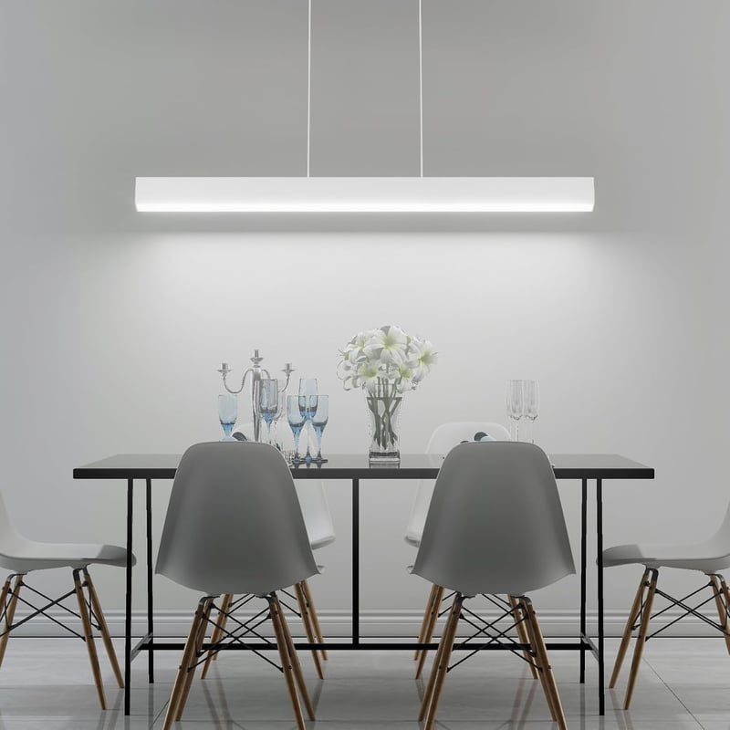 Coinmit LED Függőlámpa 24W - Távirányítós Szabályozható Csillár 3000K-6000K Színhőmérséklettel, 80 cm, Modern Fehér Mennyezeti Lámpa Nappali