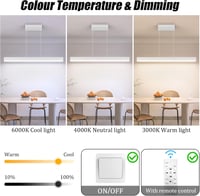 Coinmit LED Függőlámpa 24W - Távirányítós Szabályozható Csillár 3000K-6000K Színhőmérséklettel, 80 cm, Modern Fehér Mennyezeti Lámpa Nappali 2