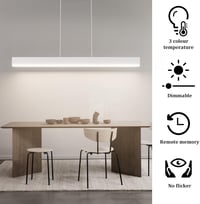 Coinmit LED Függőlámpa 24W - Távirányítós Szabályozható Csillár 3000K-6000K Színhőmérséklettel, 80 cm, Modern Fehér Mennyezeti Lámpa Nappali 3