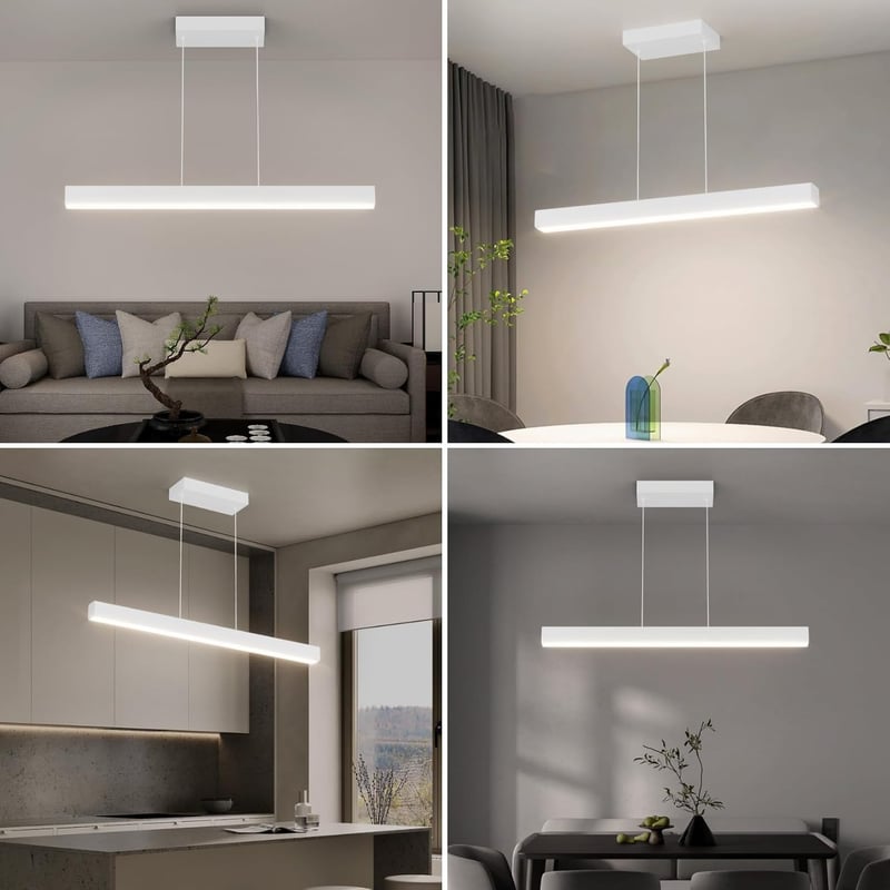 Coinmit LED Függőlámpa 24W - Távirányítós Szabályozható Csillár 3000K-6000K Színhőmérséklettel, 80 cm, Modern Fehér Mennyezeti Lámpa Nappali