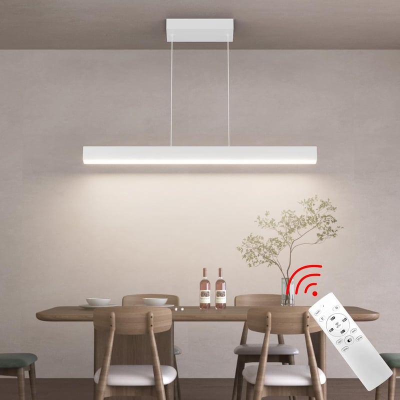 Coinmit LED Függőlámpa 24W - Távirányítós Szabályozható Csillár 3000K-6000K Színhőmérséklettel, 80 cm, Modern Fehér Mennyezeti Lámpa Nappali