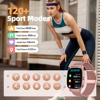 Inteligentné hodinky pre ženy Coioc, ružové, 1,85-palcový HD dotykový displej, s funkciou telefonovania, 120+ športových režimov, vodoodolnosť IP68, meranie tepu a spánku 3