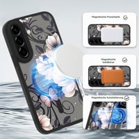 Coiwxmoi MagSafe kompatibilný kryt na Samsung Galaxy A56 5G, kvetinový vzor, priehľadný matný TPU ochranný kryt pre dievčatá, čierna 07 3