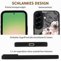 Coiwxmoi MagSafe kompatibilný kryt na Samsung Galaxy A56 5G, kvetinový vzor, priehľadný matný TPU ochranný kryt pre dievčatá, čierna 07 6
